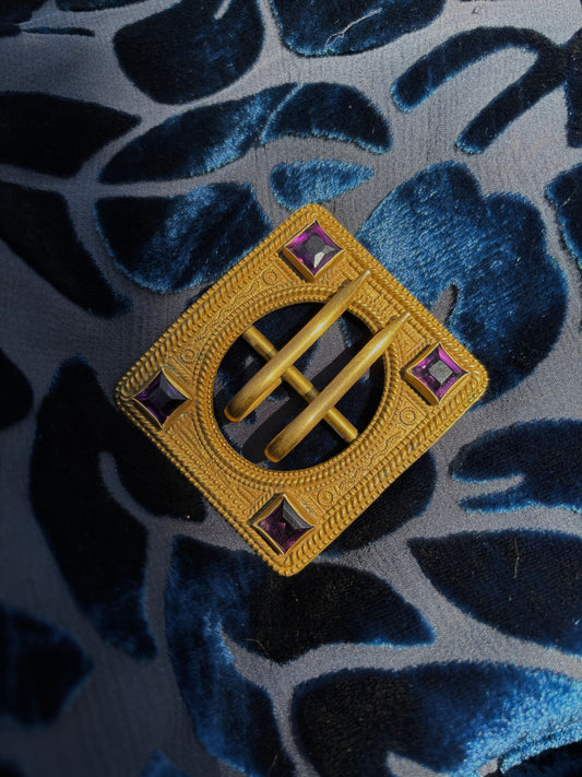 Art nouveau 1910s gilt brass belt buckle