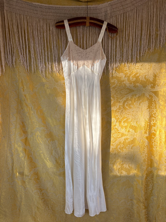 1940s pearly bias cut slip dress