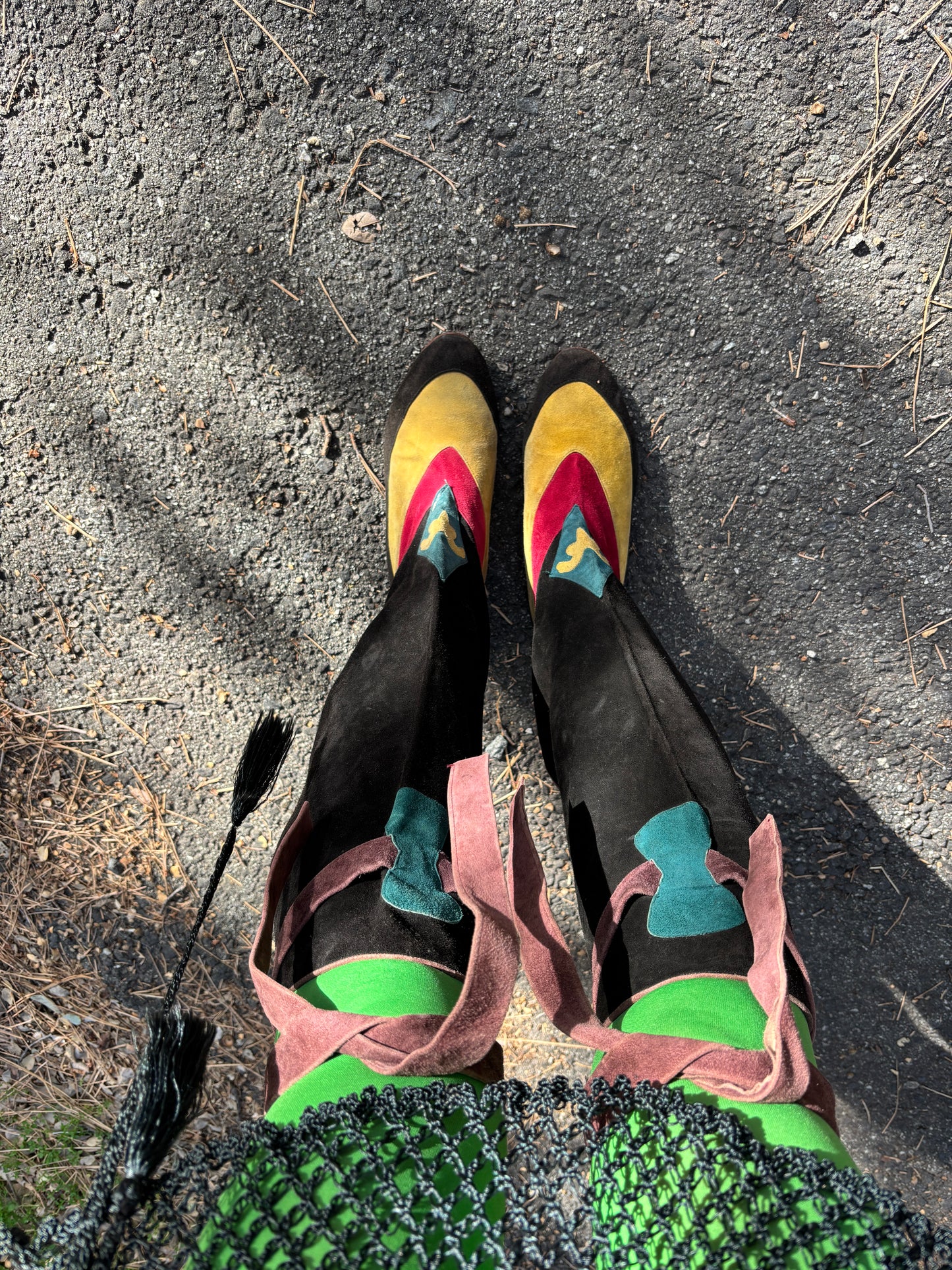 1960s medieval revival suede boots by Goody Two Shoes