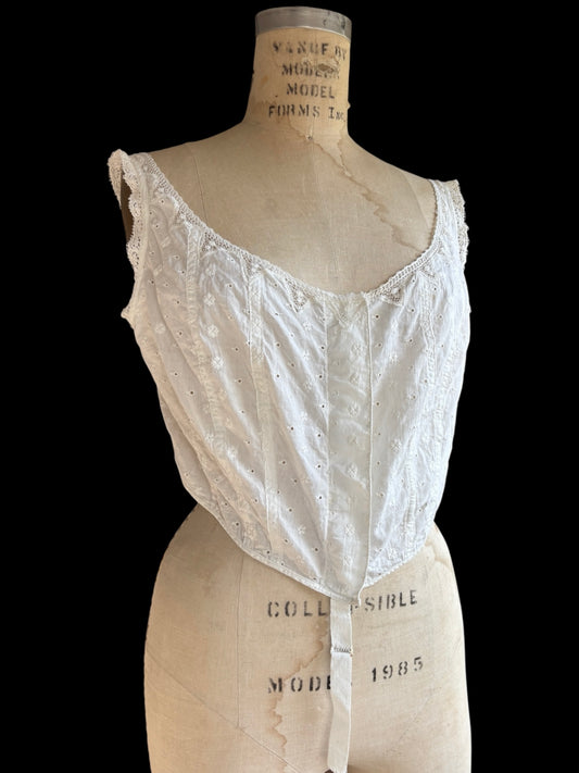 Edwardian cotton eyelet corset cover