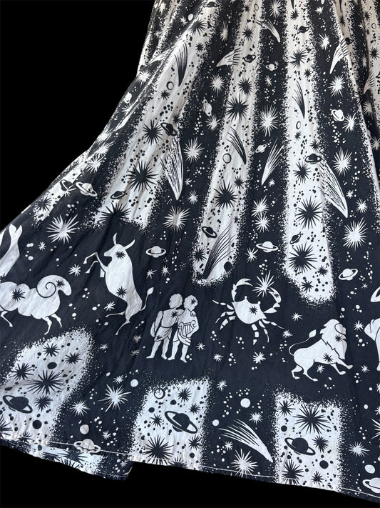 1950s astrological novelty print cotton sundress