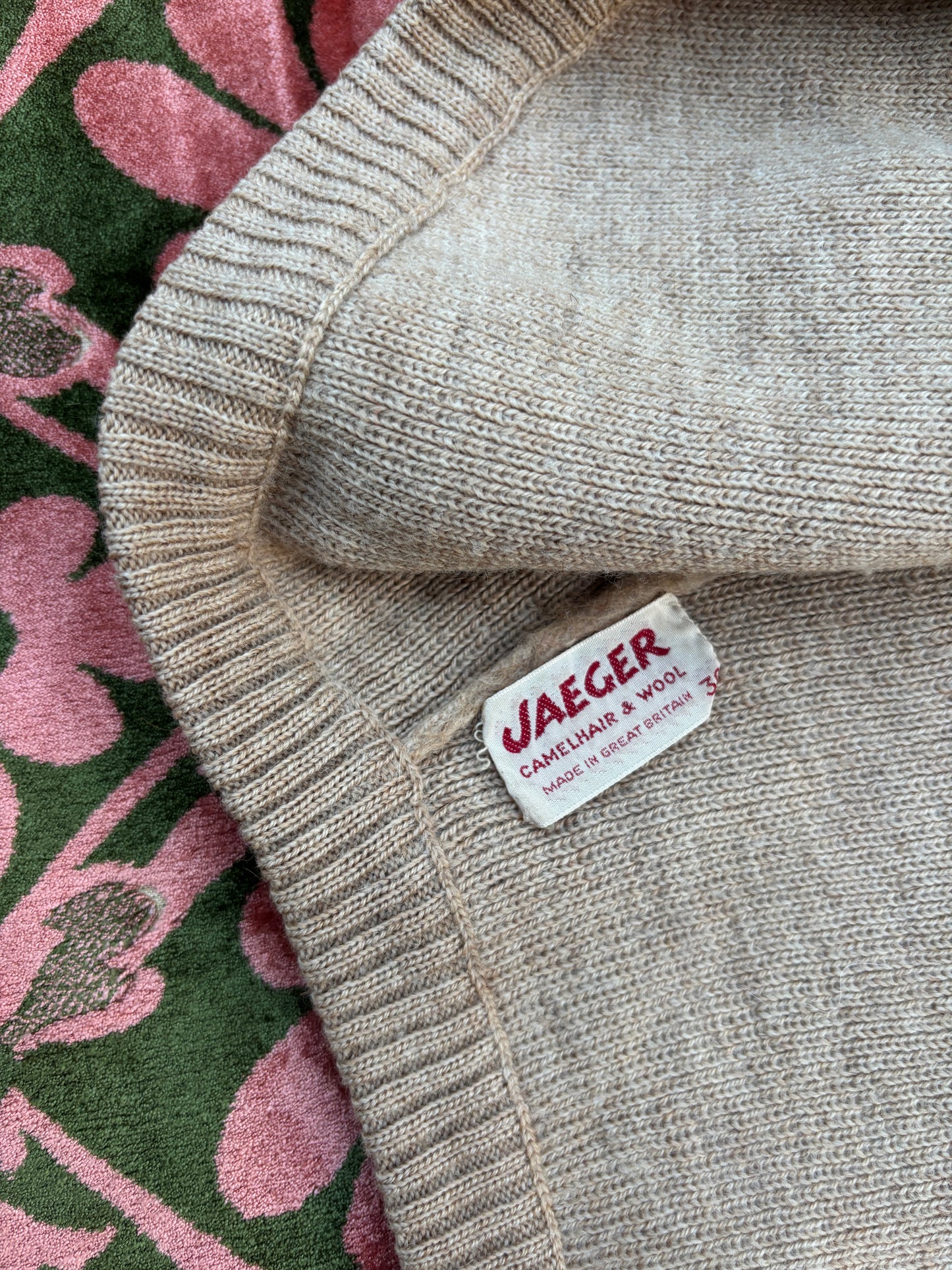 1950s shaggy camel hair cropped cardigan