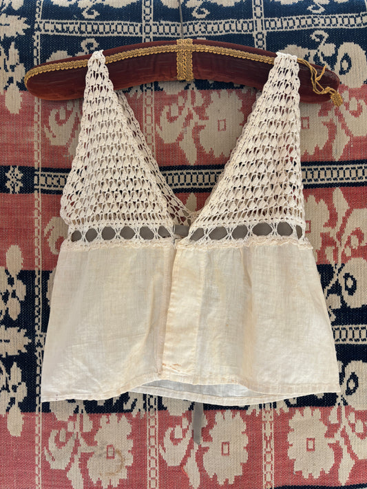 Edwardian corset cover with crochet yoke