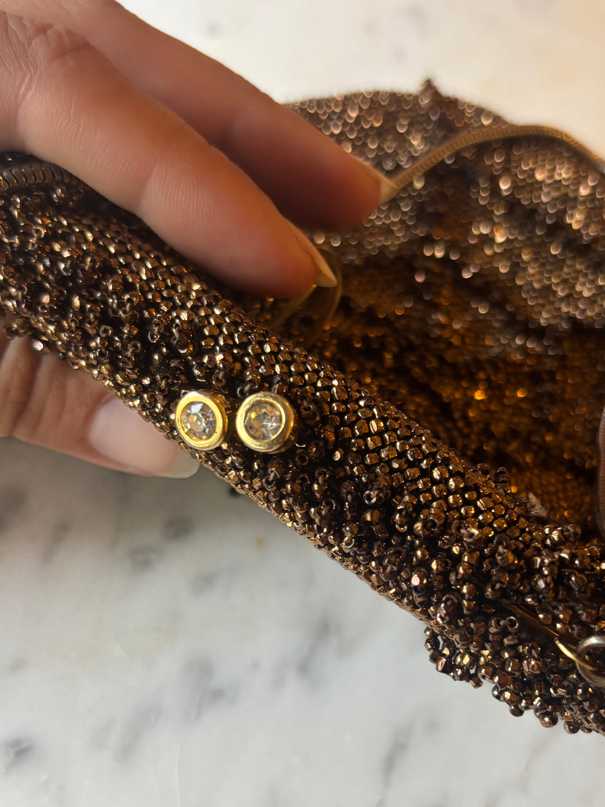 1950s Rare Spiderweb Beaded Purse with Rhinestone Spider