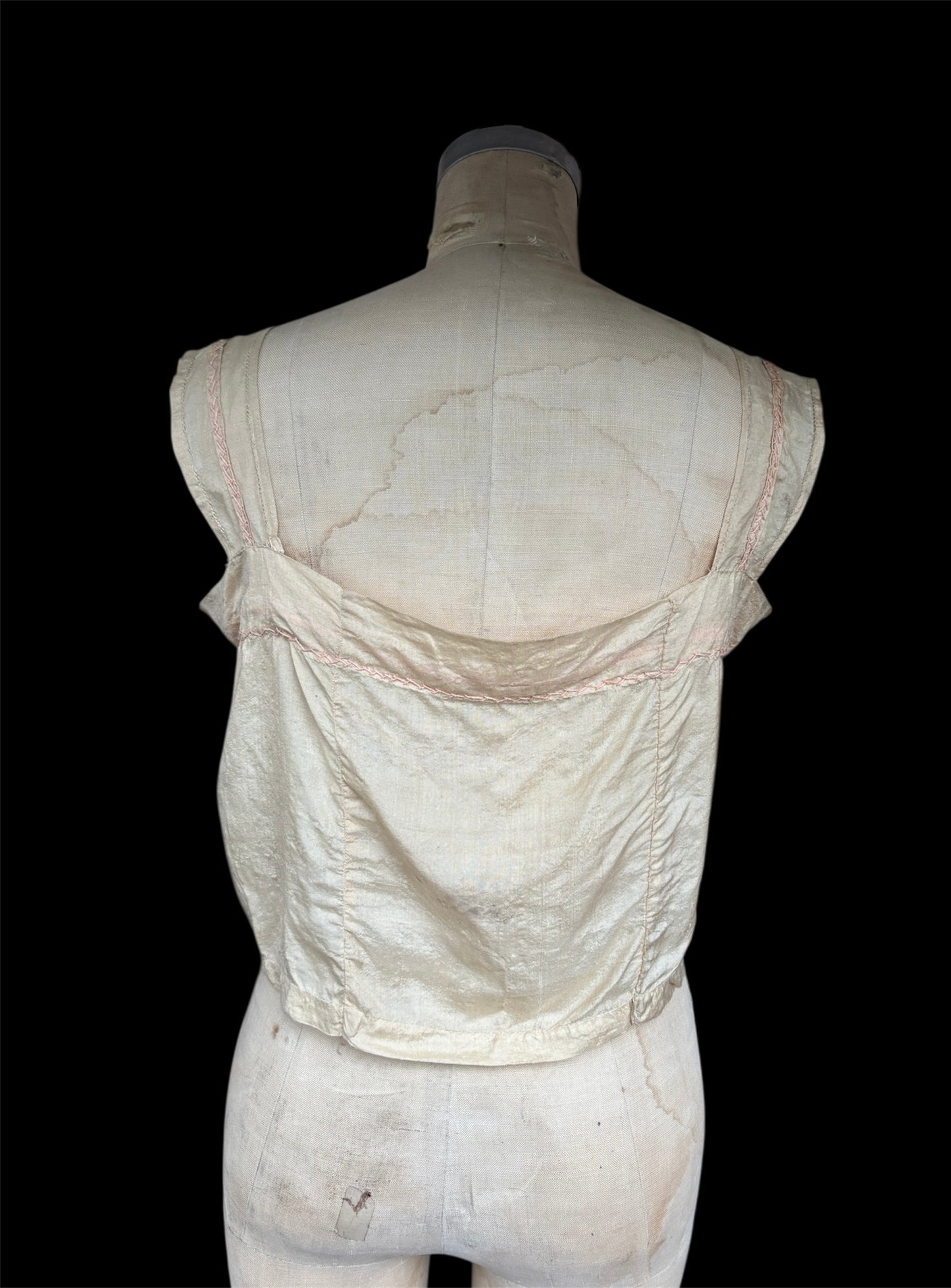 1920s pongee silk embroidered corset cover