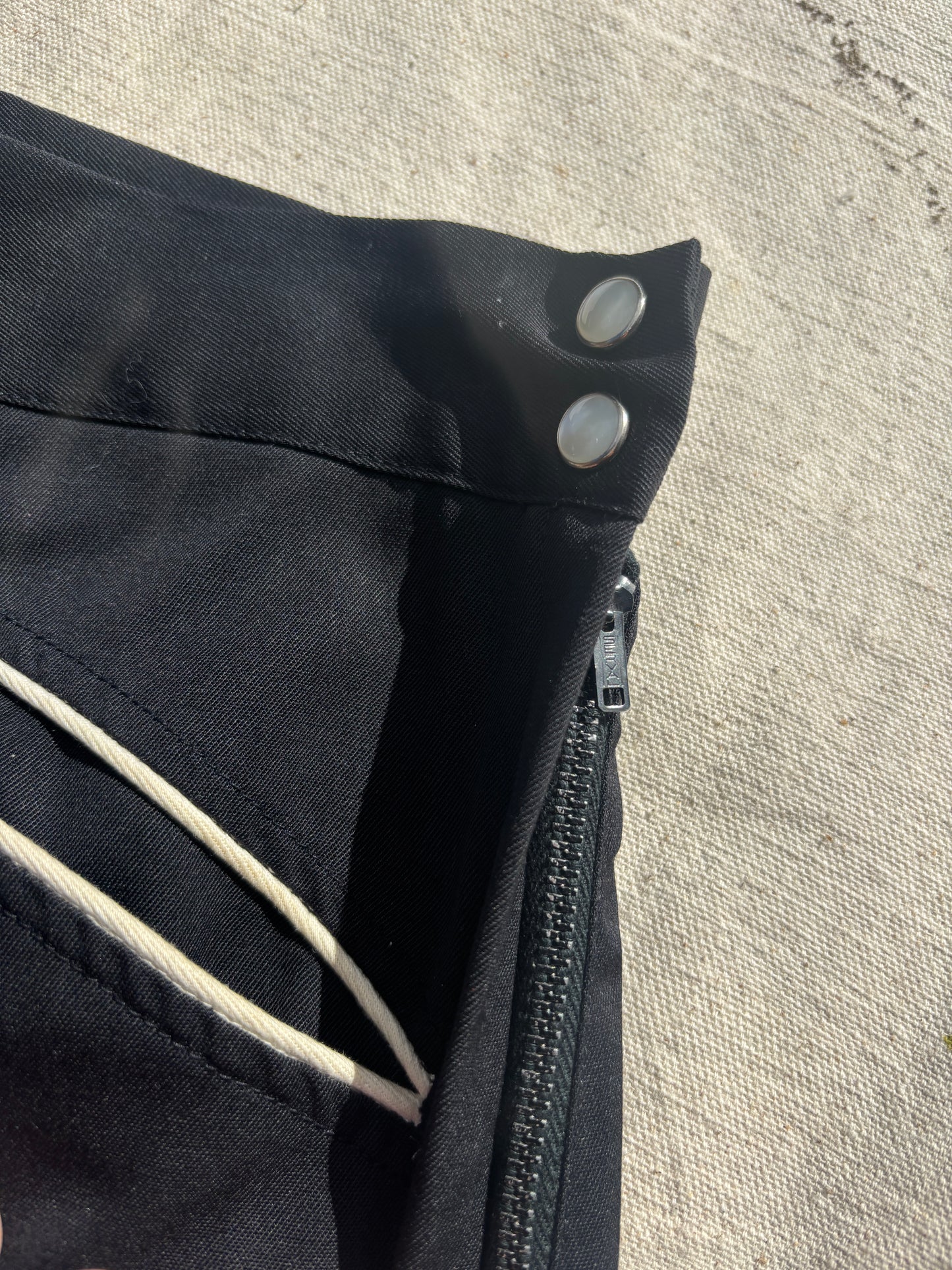 1950s black gabardine ranchwear culottes/split skirt