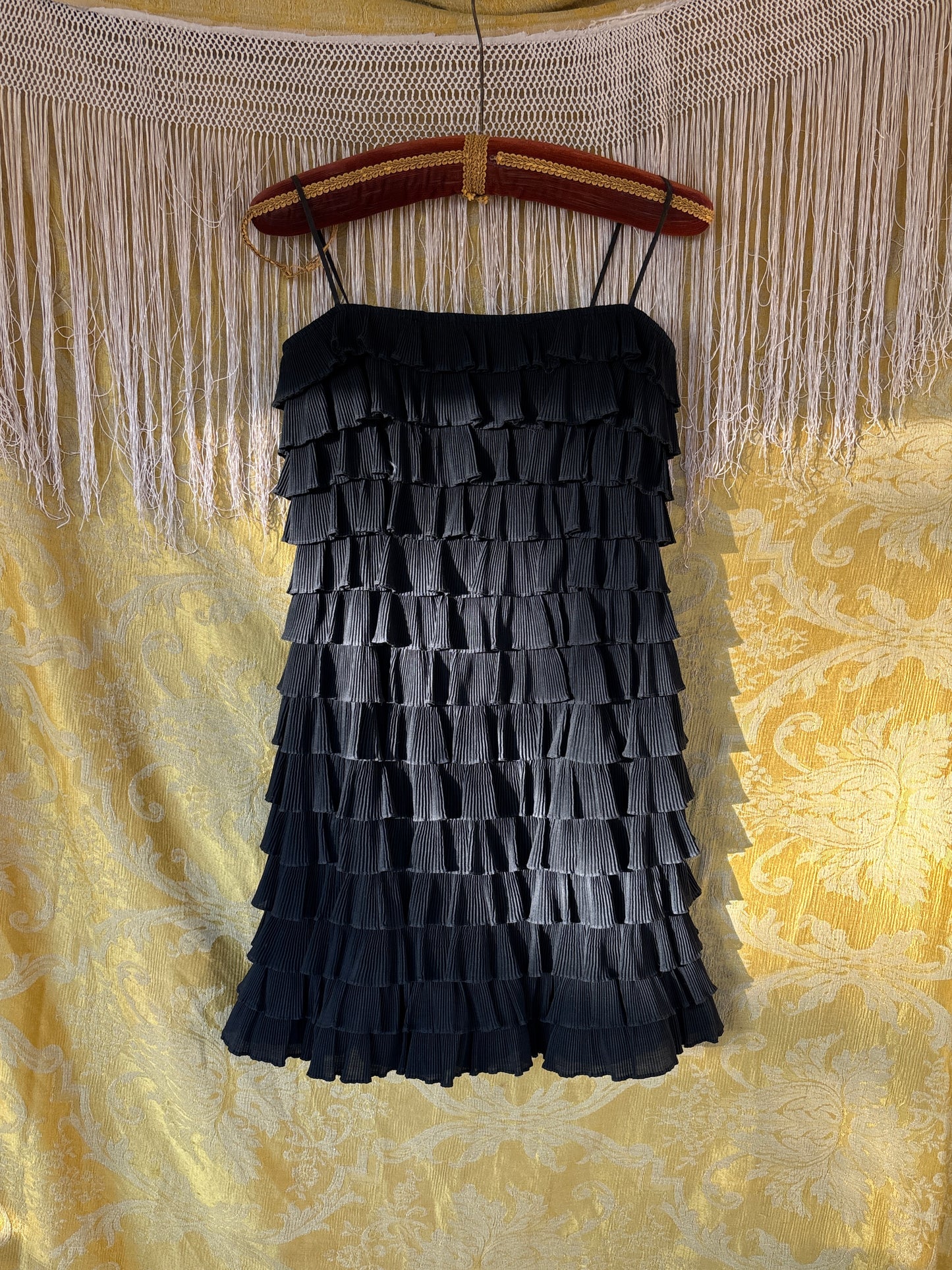 1960s tiered plissé coctail dress