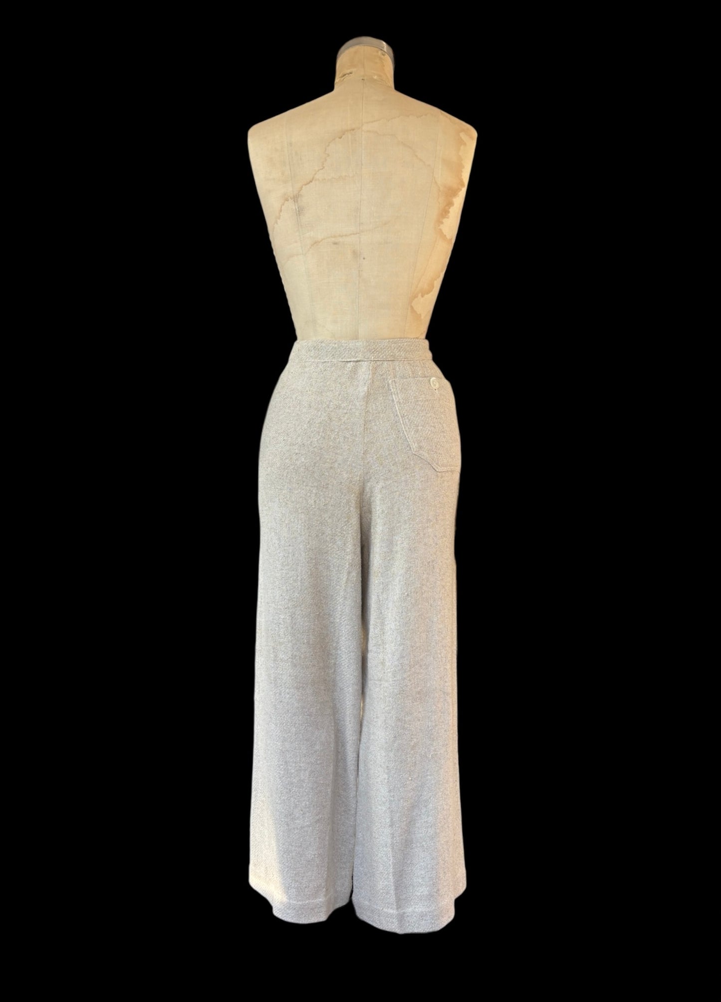 1930s primitive fall front woven flax trousers