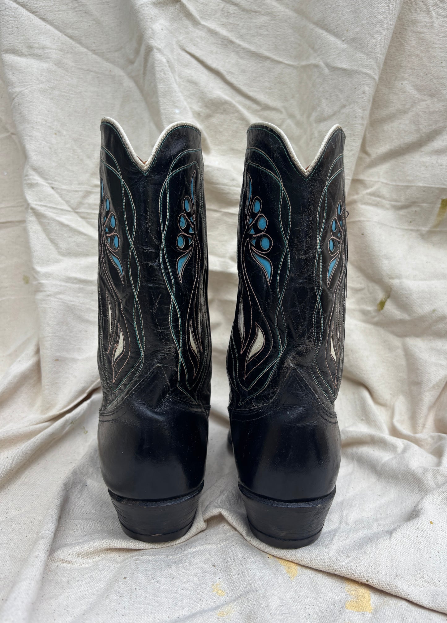Acme 1950s squash blossom inlay boots men’s size 9