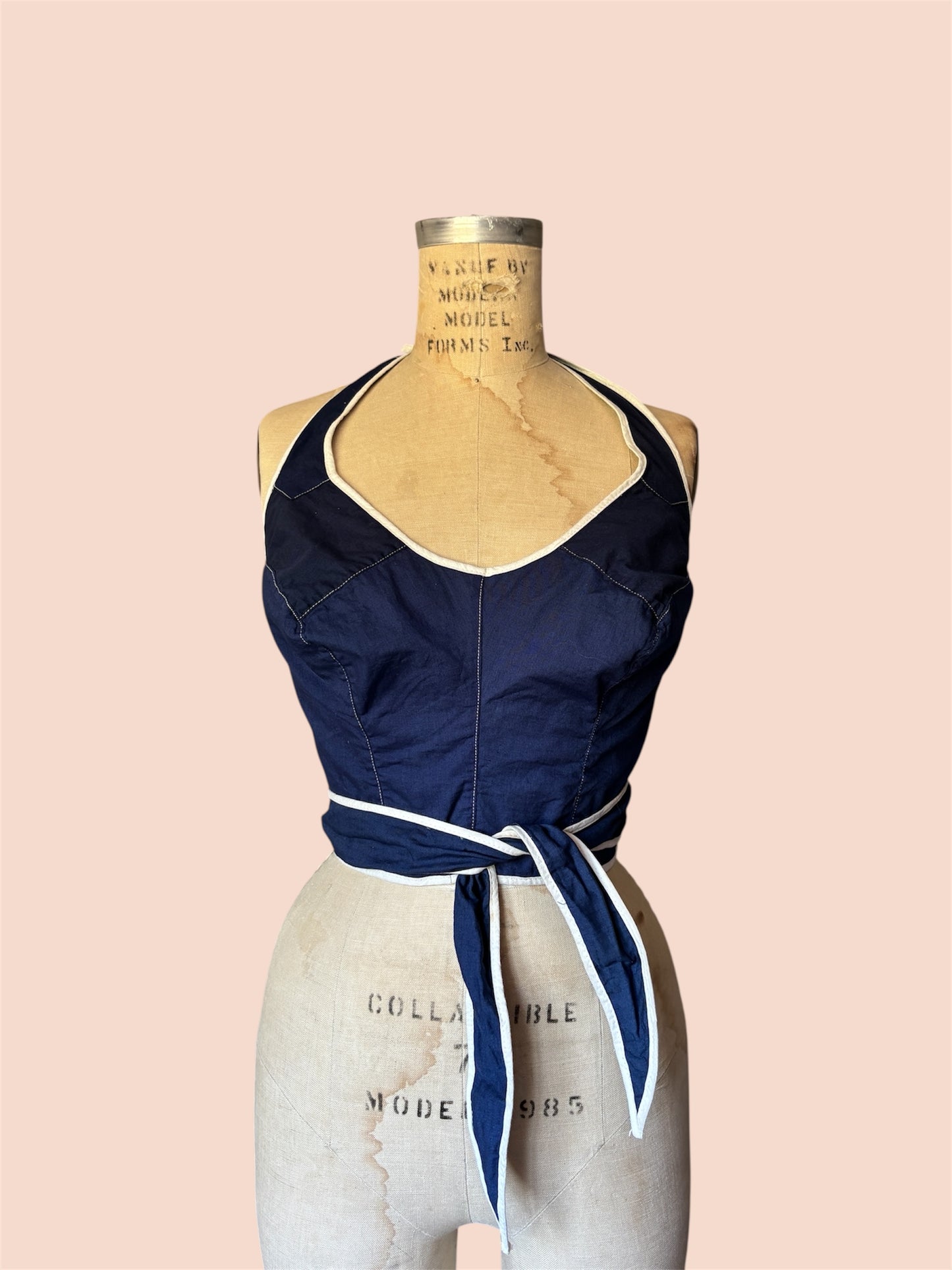 1950s reversible novelty halter tie top
