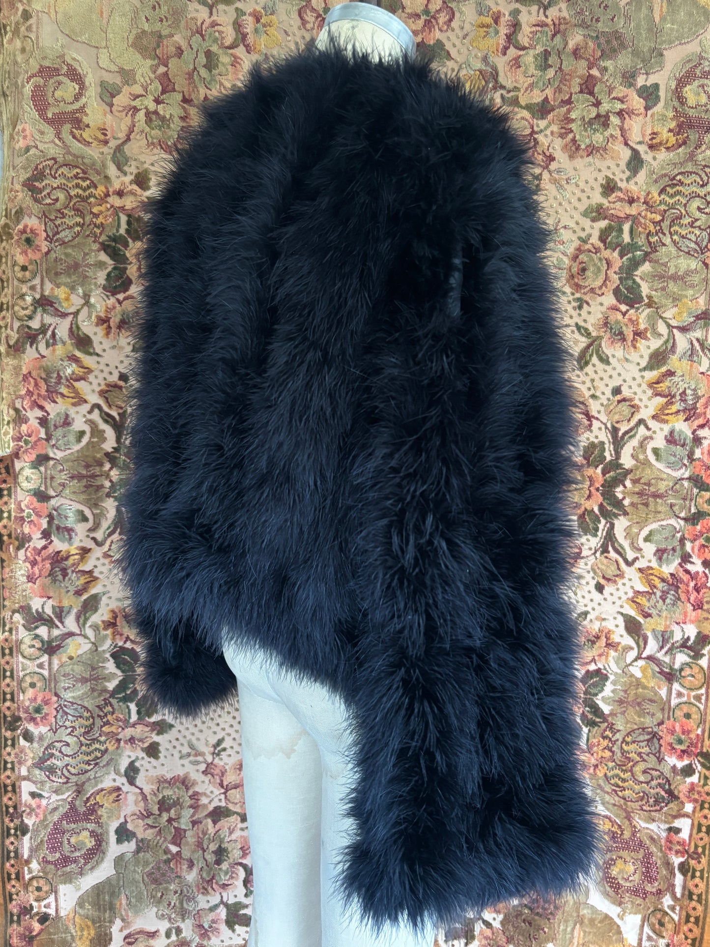 1970s black marabou feather jacket