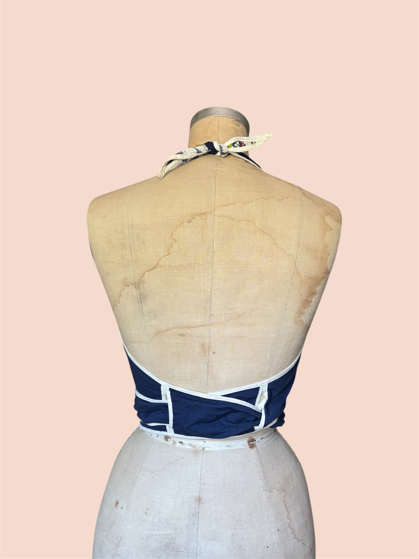 1950s reversible novelty halter tie top
