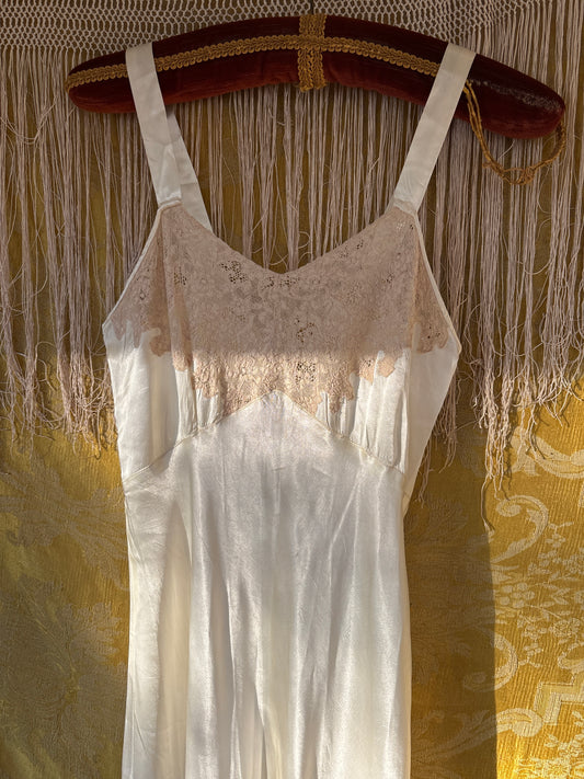 1940s pearly bias cut slip dress