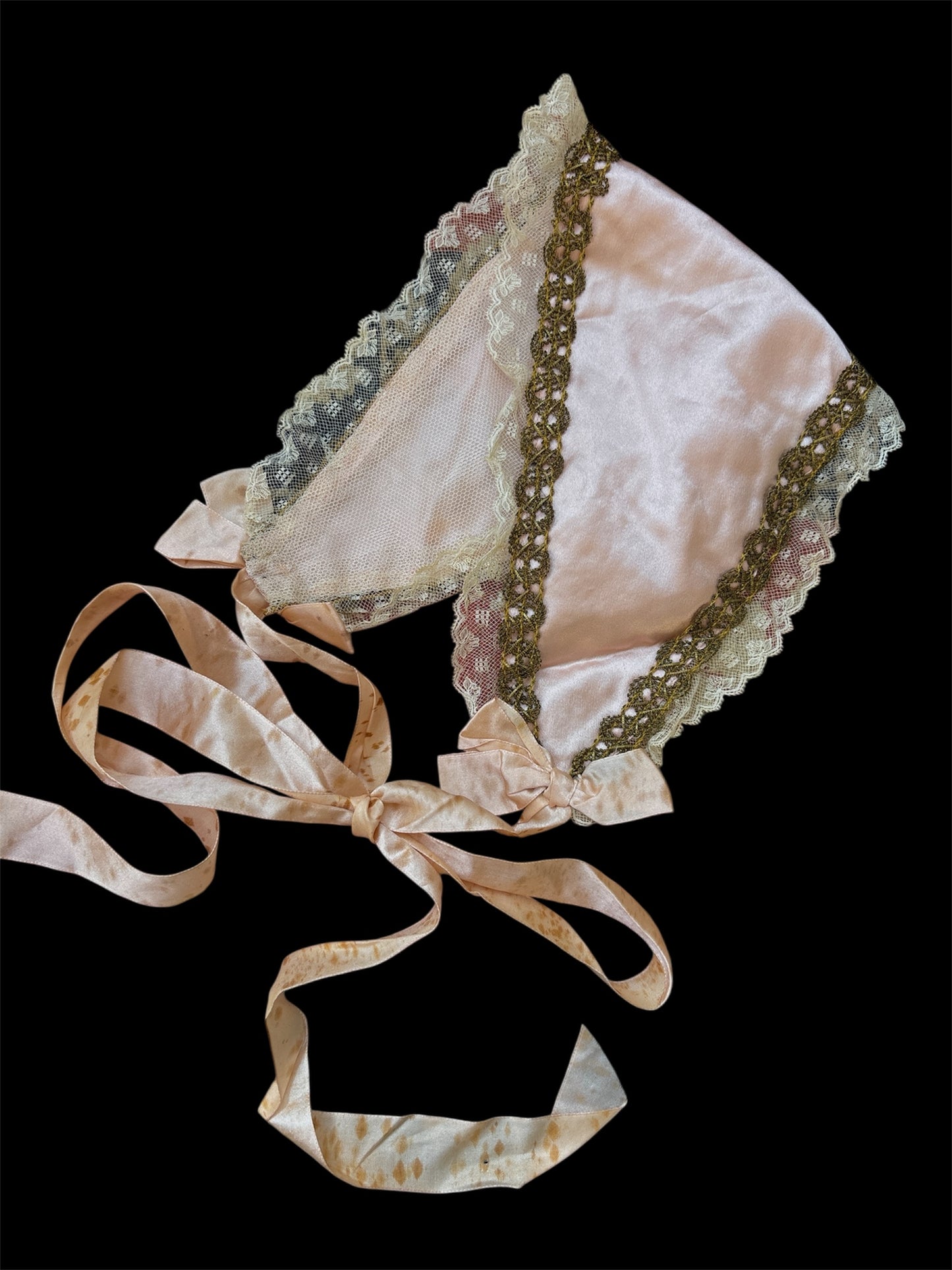 1920s silk boudoir bonnet