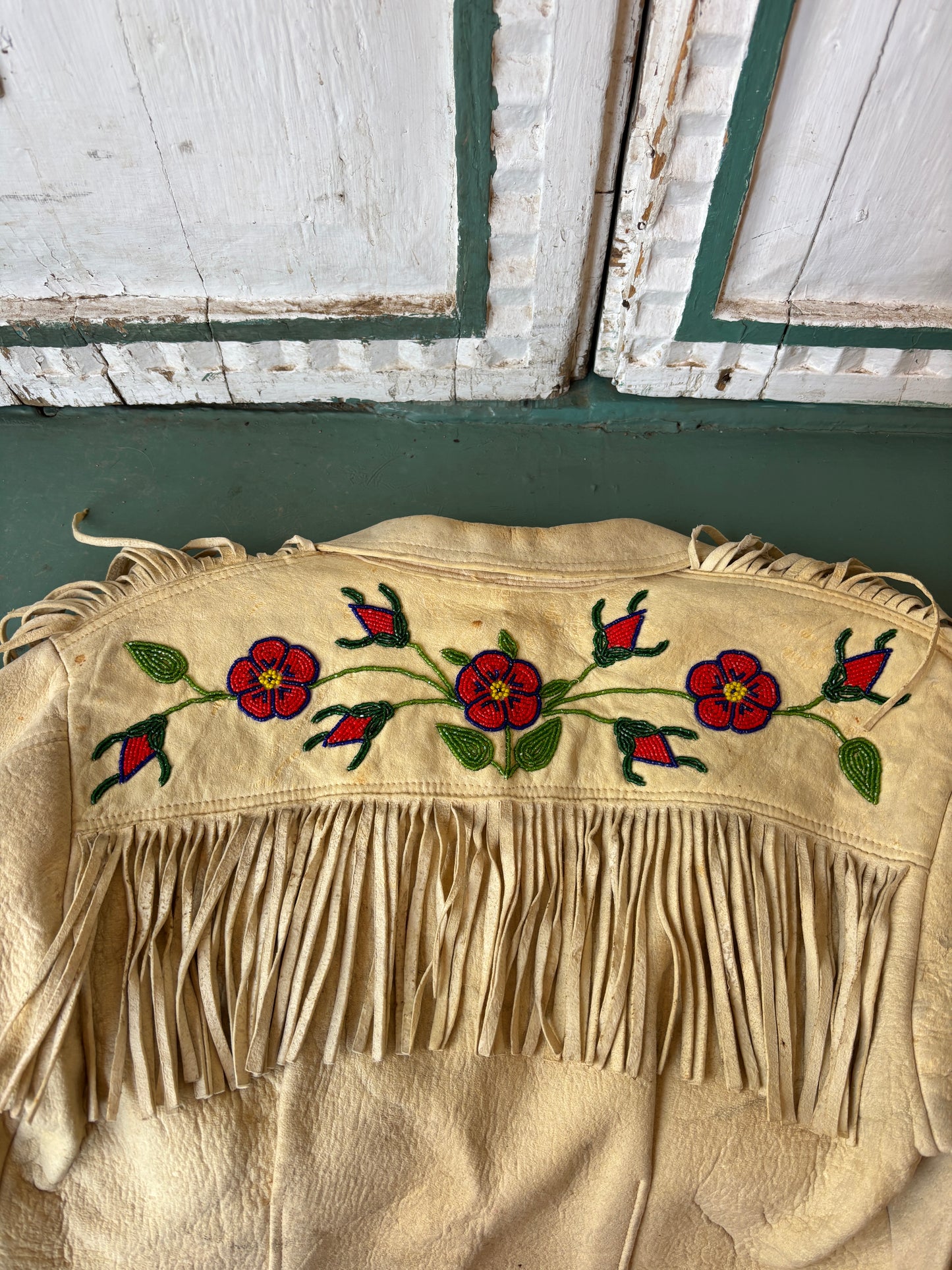 1940s Sioux beaded buckskin fringe jacket