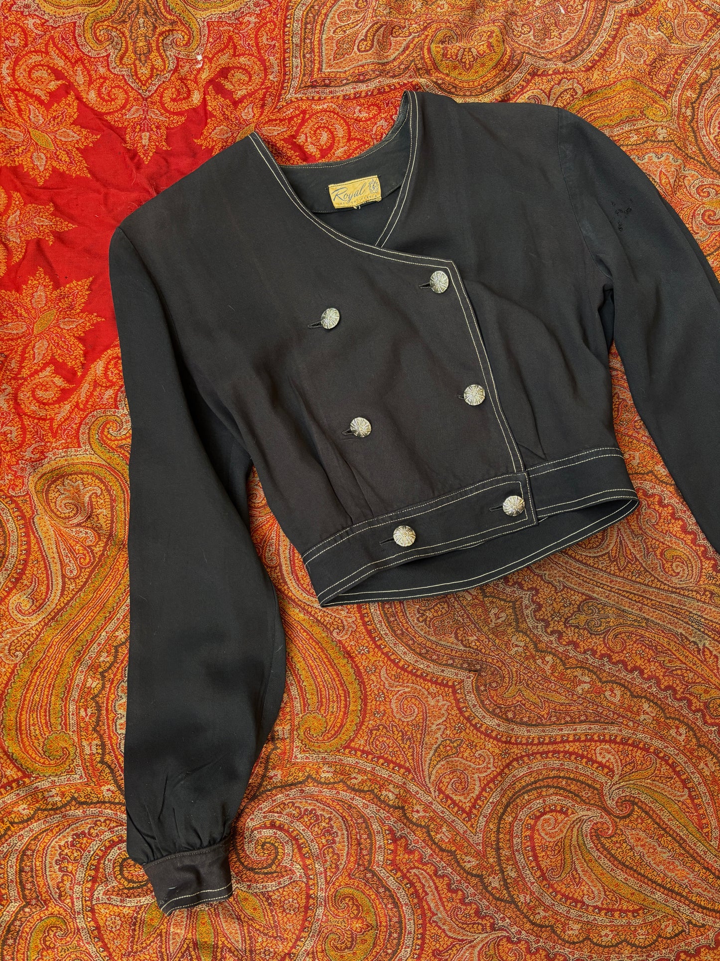 1940s cropped gabardine jacket