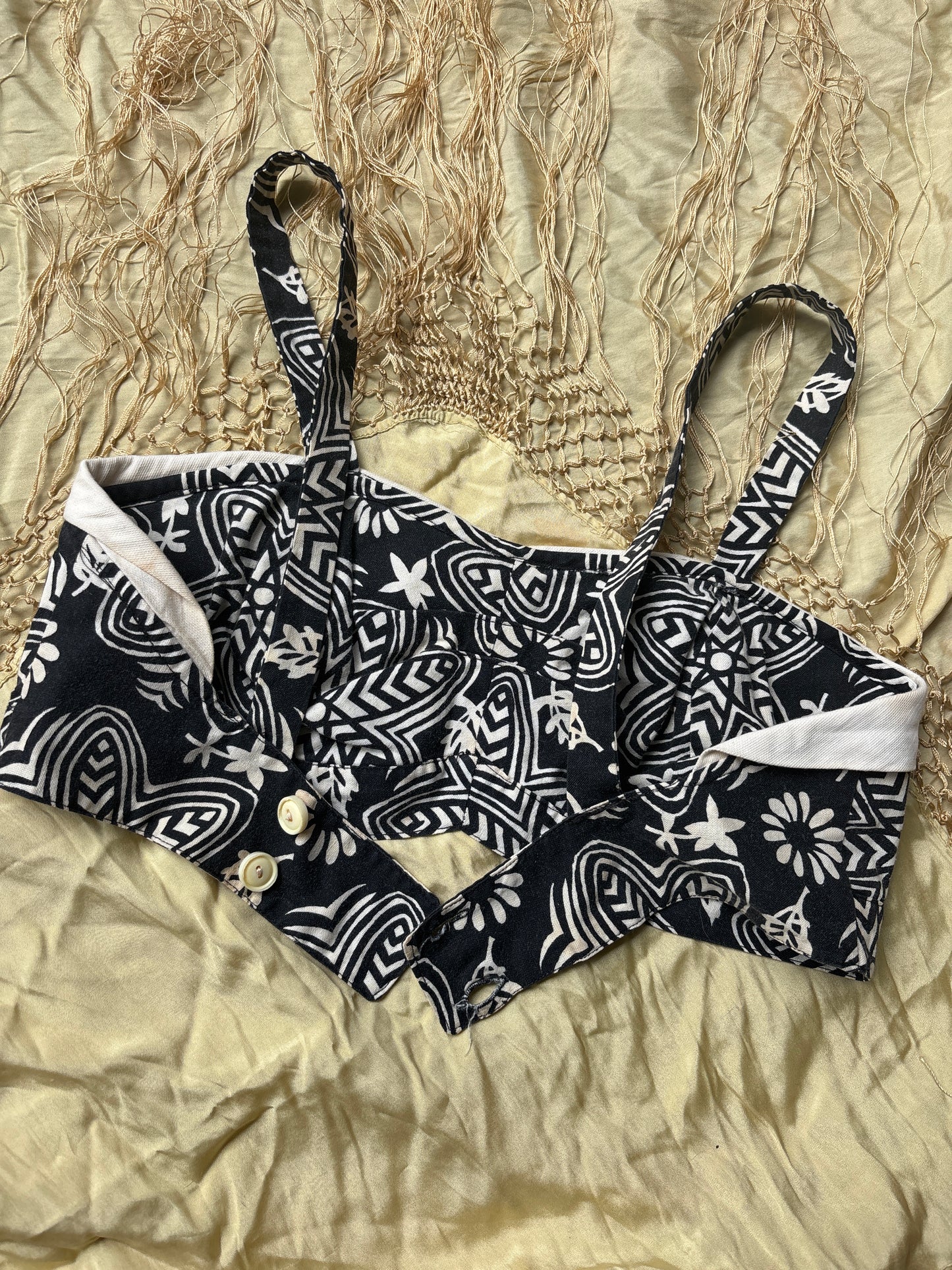 1950s novelty print cotton sun top