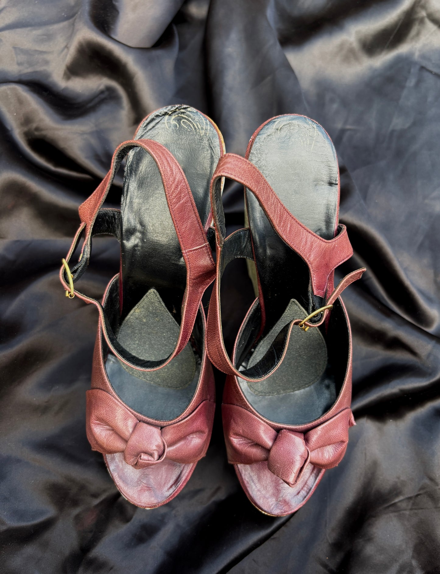 1970s Wonder Wedge by Bonnie Smith hand painted platforms