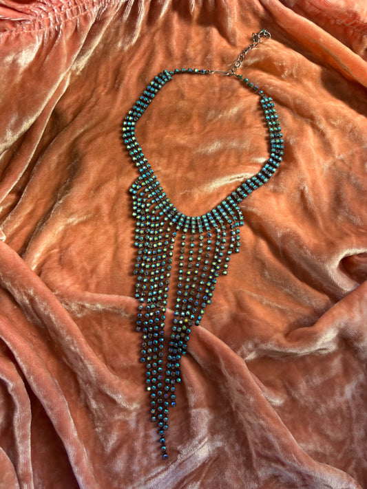 1960s aurora borealis rhinestone waterfall choker