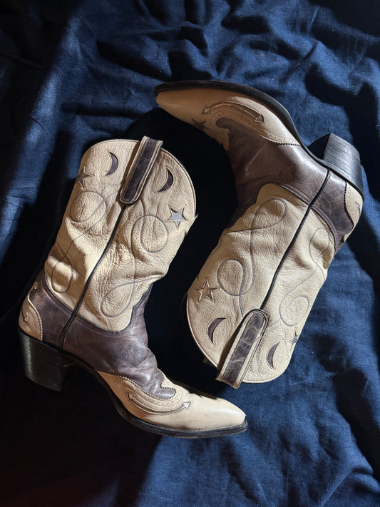 1970’s moons & stars custom inlay boots men’s size 10.5