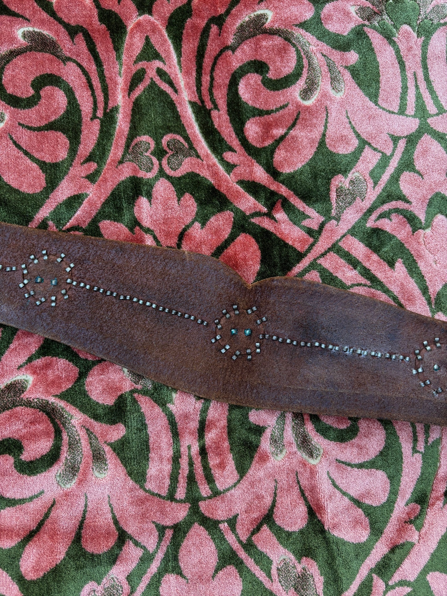 1950s jeweled & studded leather kidney belt