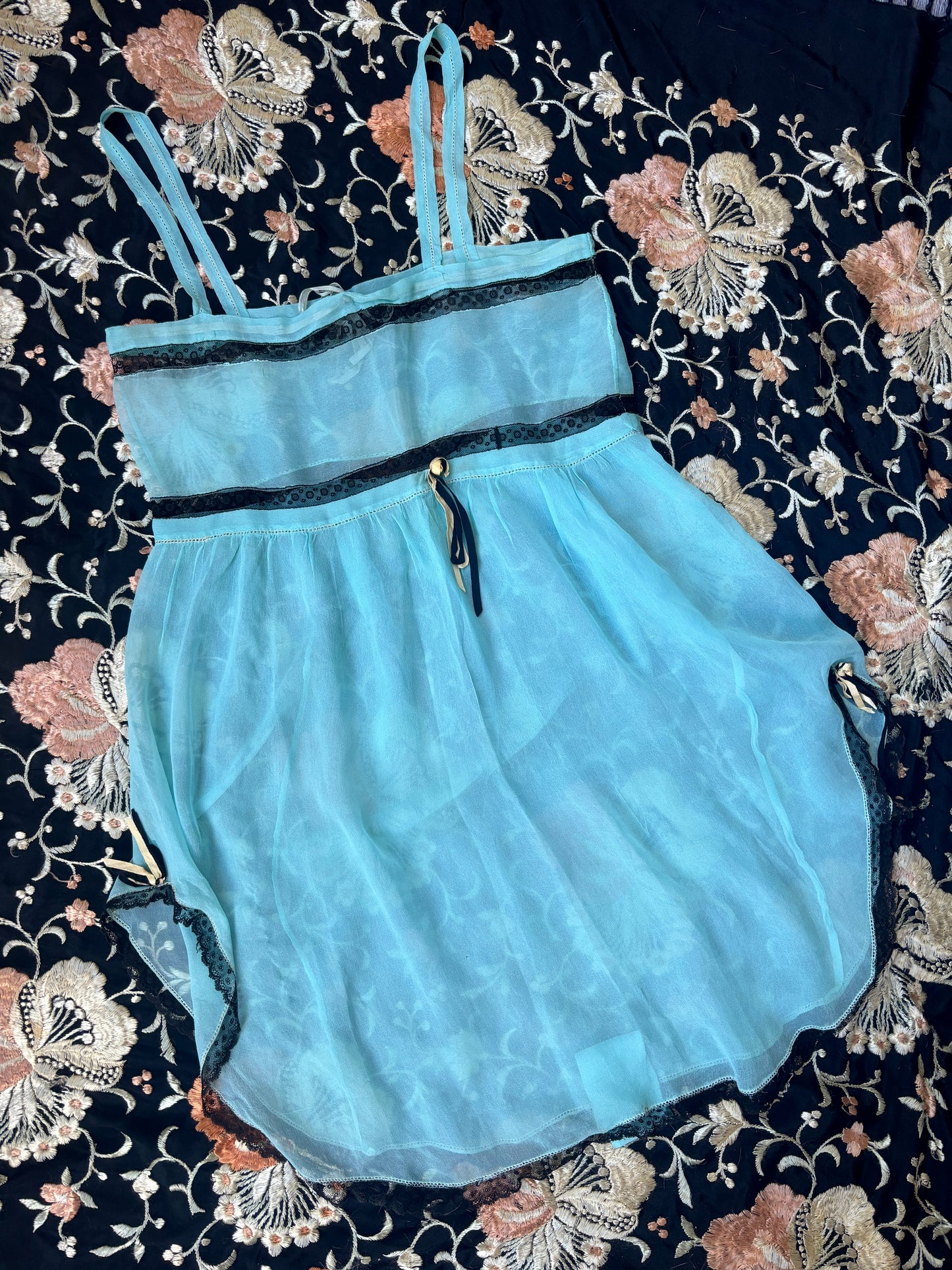 1920s pure silk robins egg blue step-in