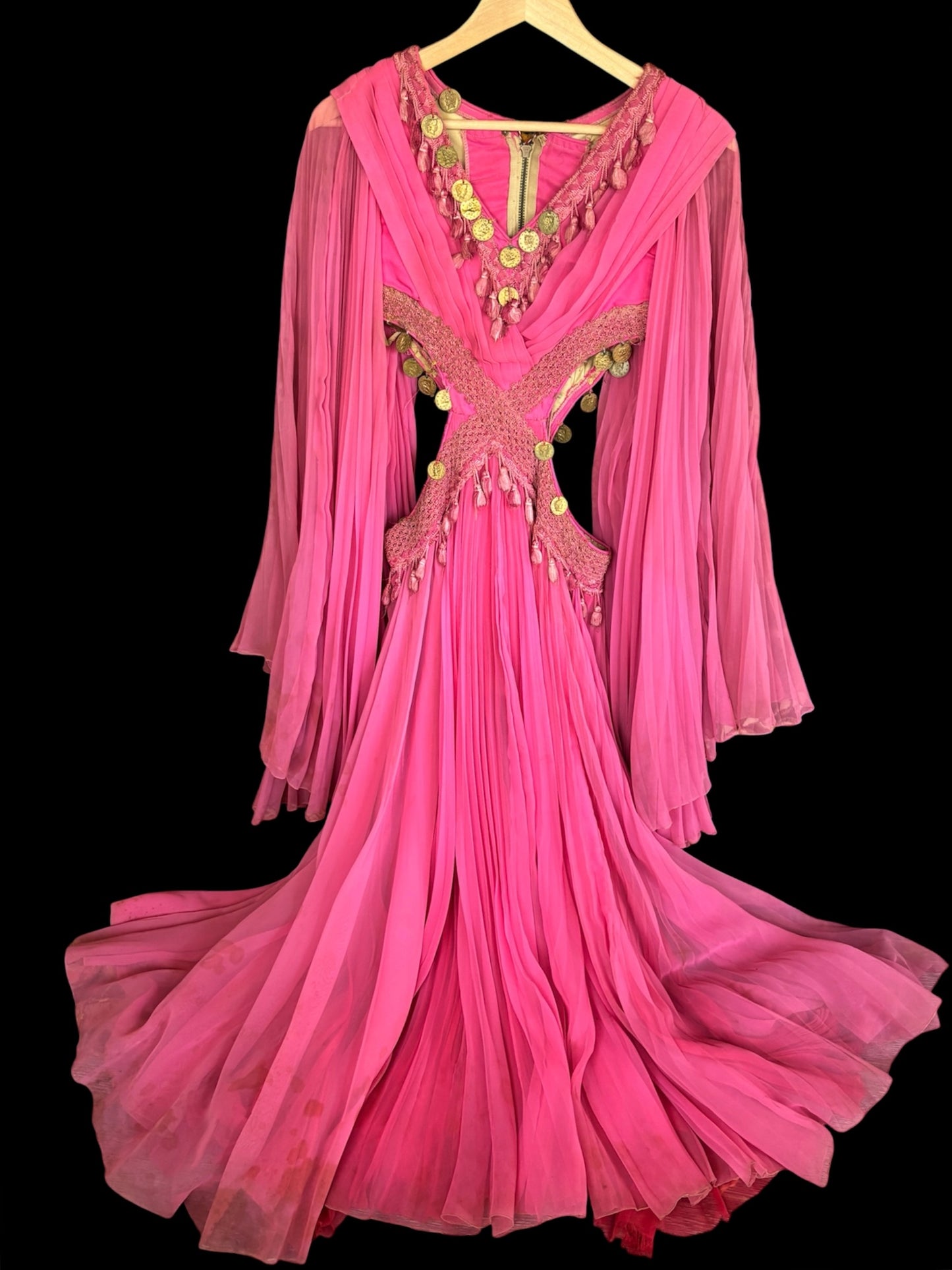 1960s pleated chiffon burlesque/belly dancer costume