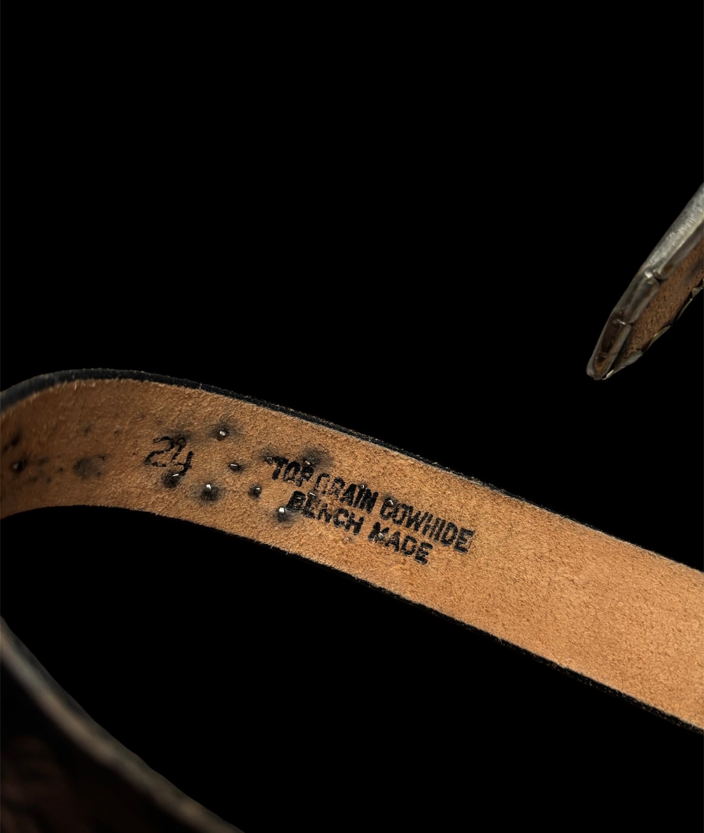 1950s/60s studded & jeweled black leather western belt