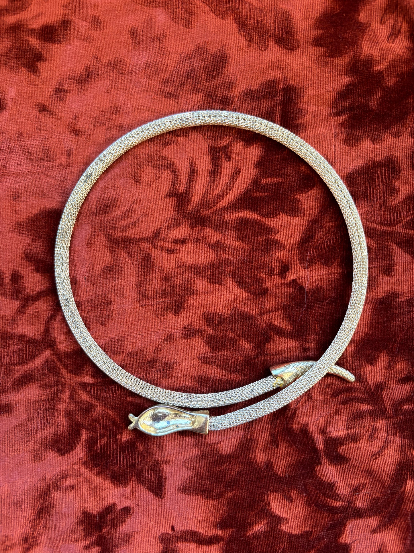 1970s snake choker necklace rhinestone eyes