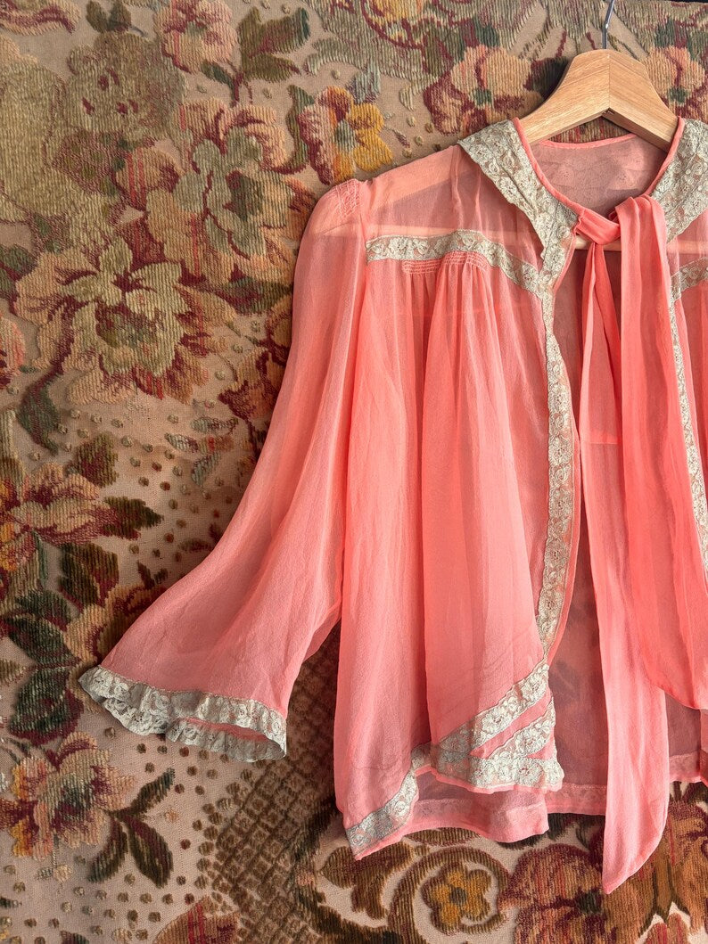 1920s/30s Pure Silk Pink Boudoir Jacket