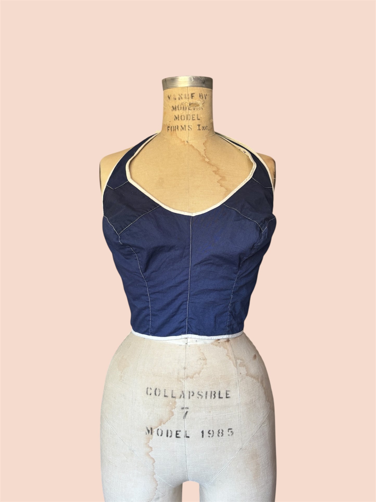 1950s reversible novelty halter tie top