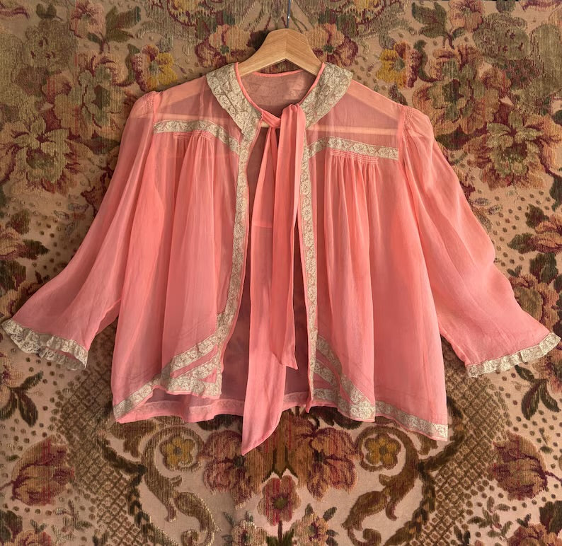 1920s/30s Pure Silk Pink Boudoir Jacket