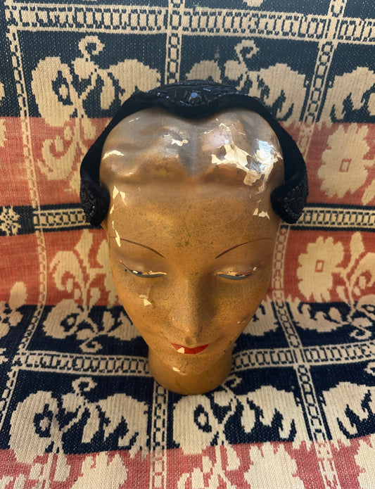 1950s vampy beaded & jeweled fascinator