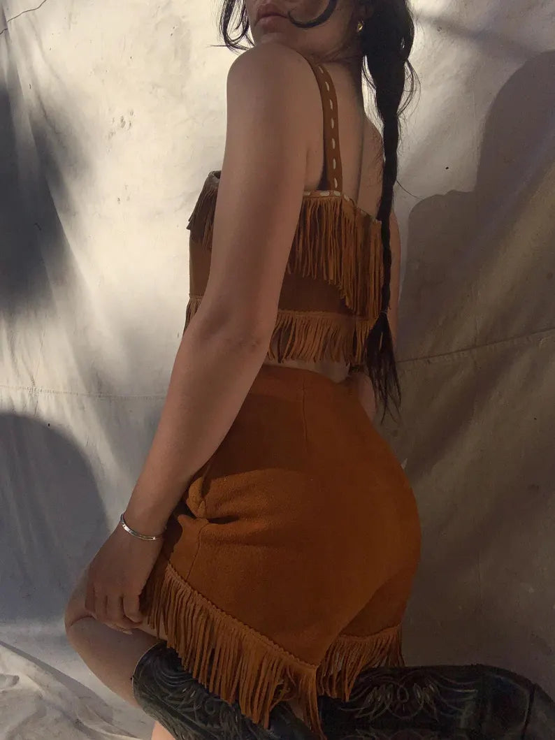 1940s western suede playsuit