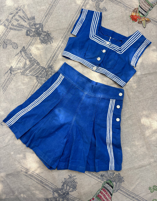 1940s nautical sportswear playsuit 2 pc
