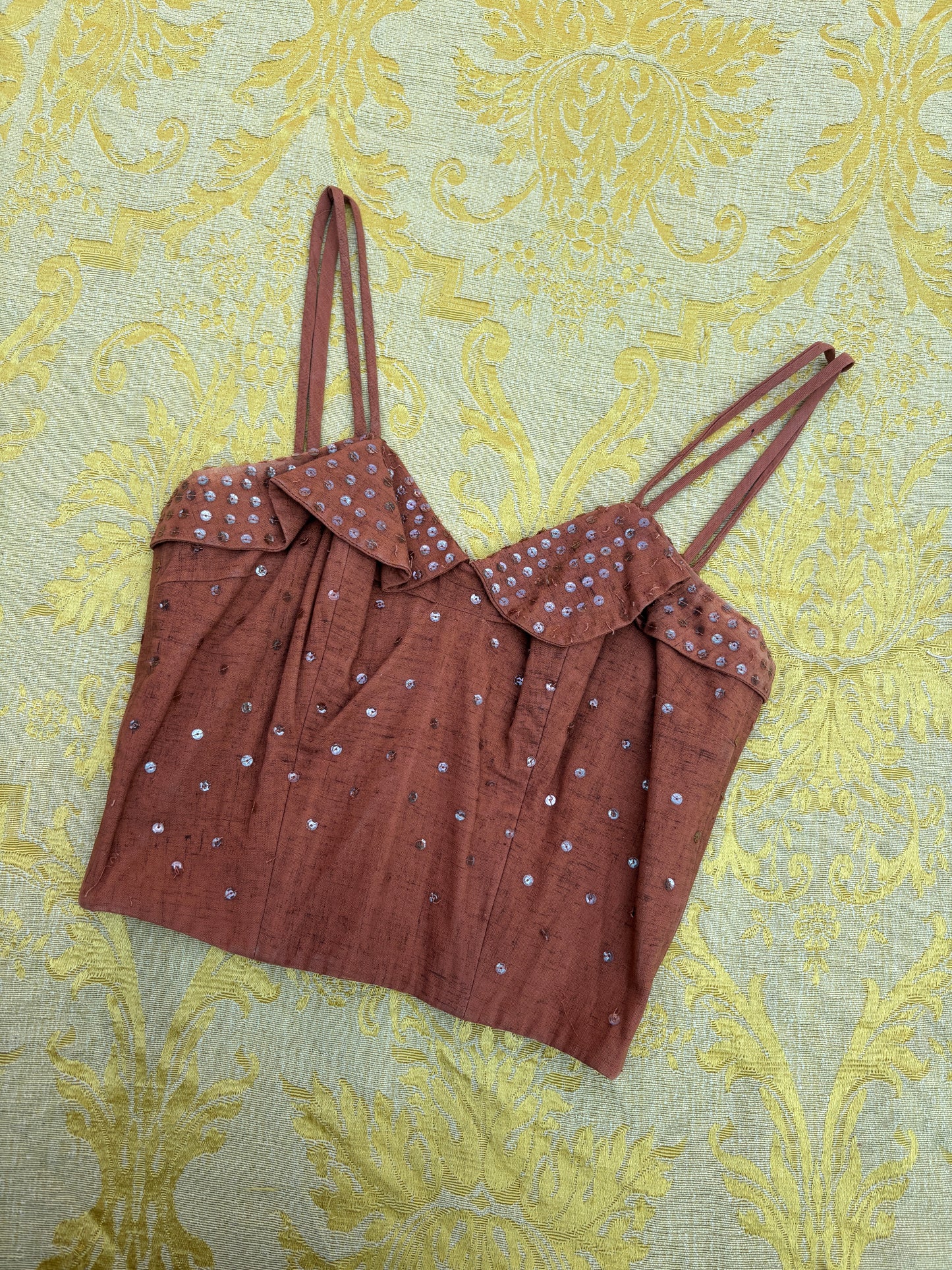 1950s boned sequin bustier top