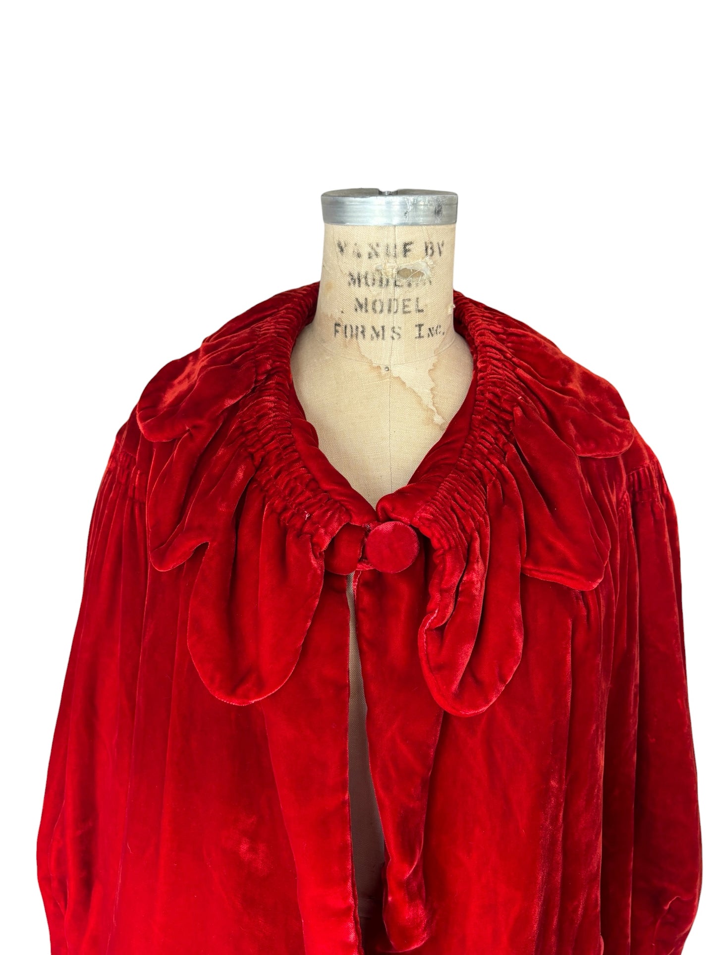 1930s silk velvet cocoon/opera coat crimson red