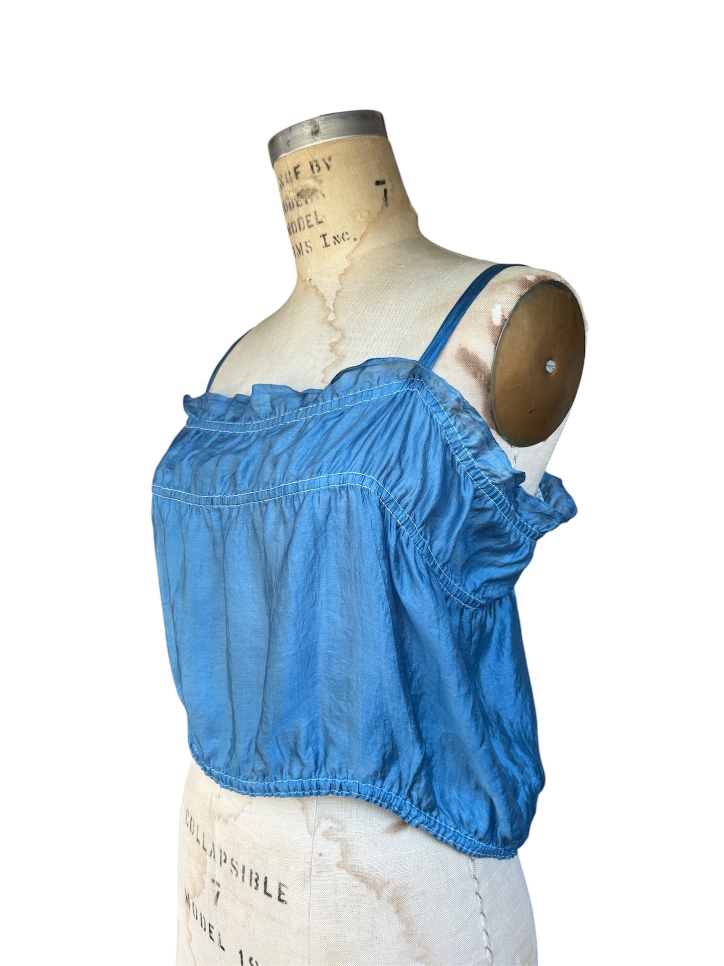 Antique pure silk cornflower blue corset cover