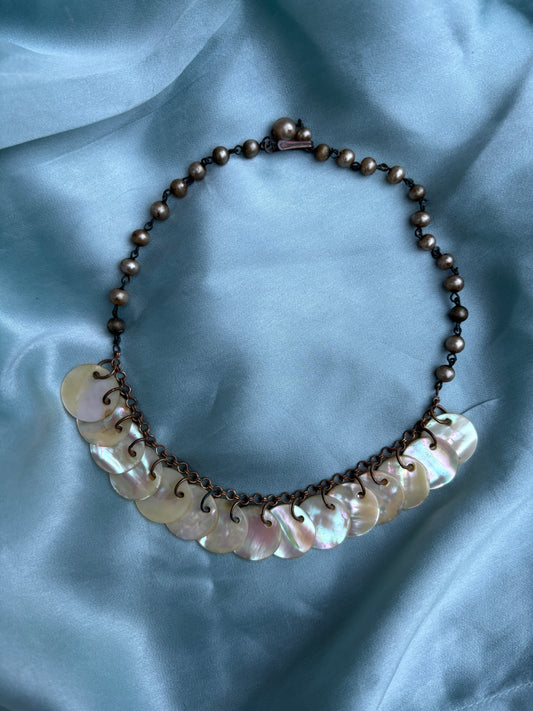 1950s mother of pearl disk choker necklace