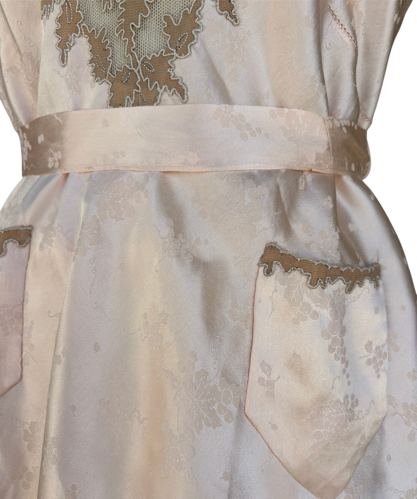 1930s silk jacquard blush pink 3 pc loungewear ensemble