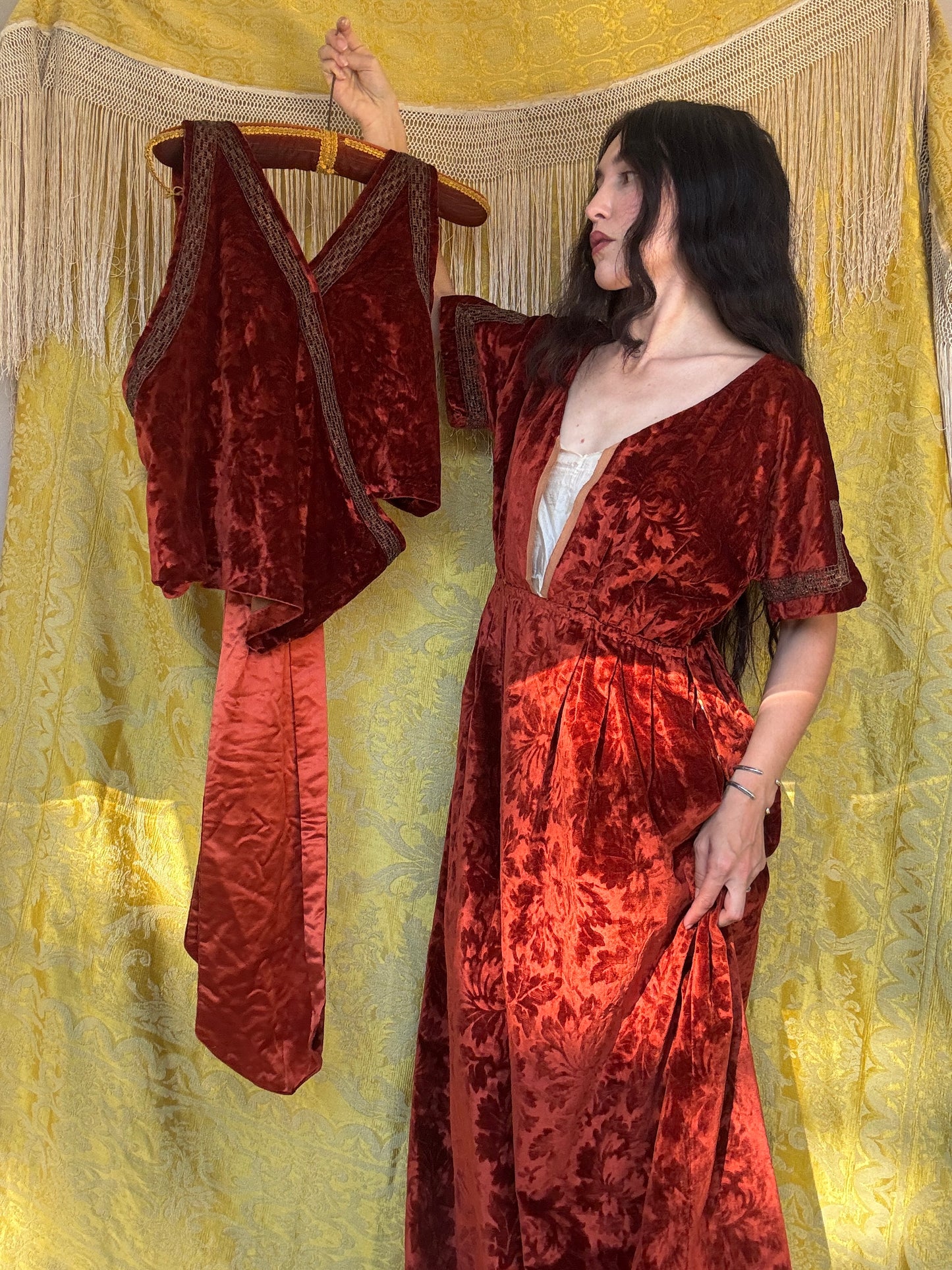 1910s/1920s devore velvet modular evening ensemble