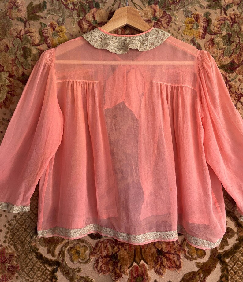 1920s/30s Pure Silk Pink Boudoir Jacket