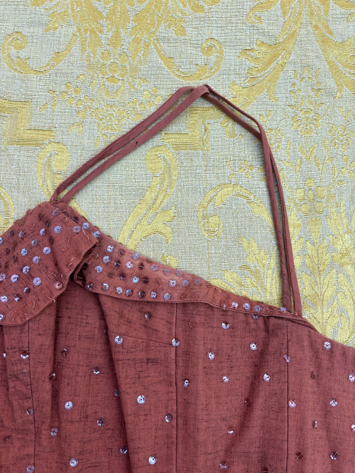 1950s boned sequin bustier top