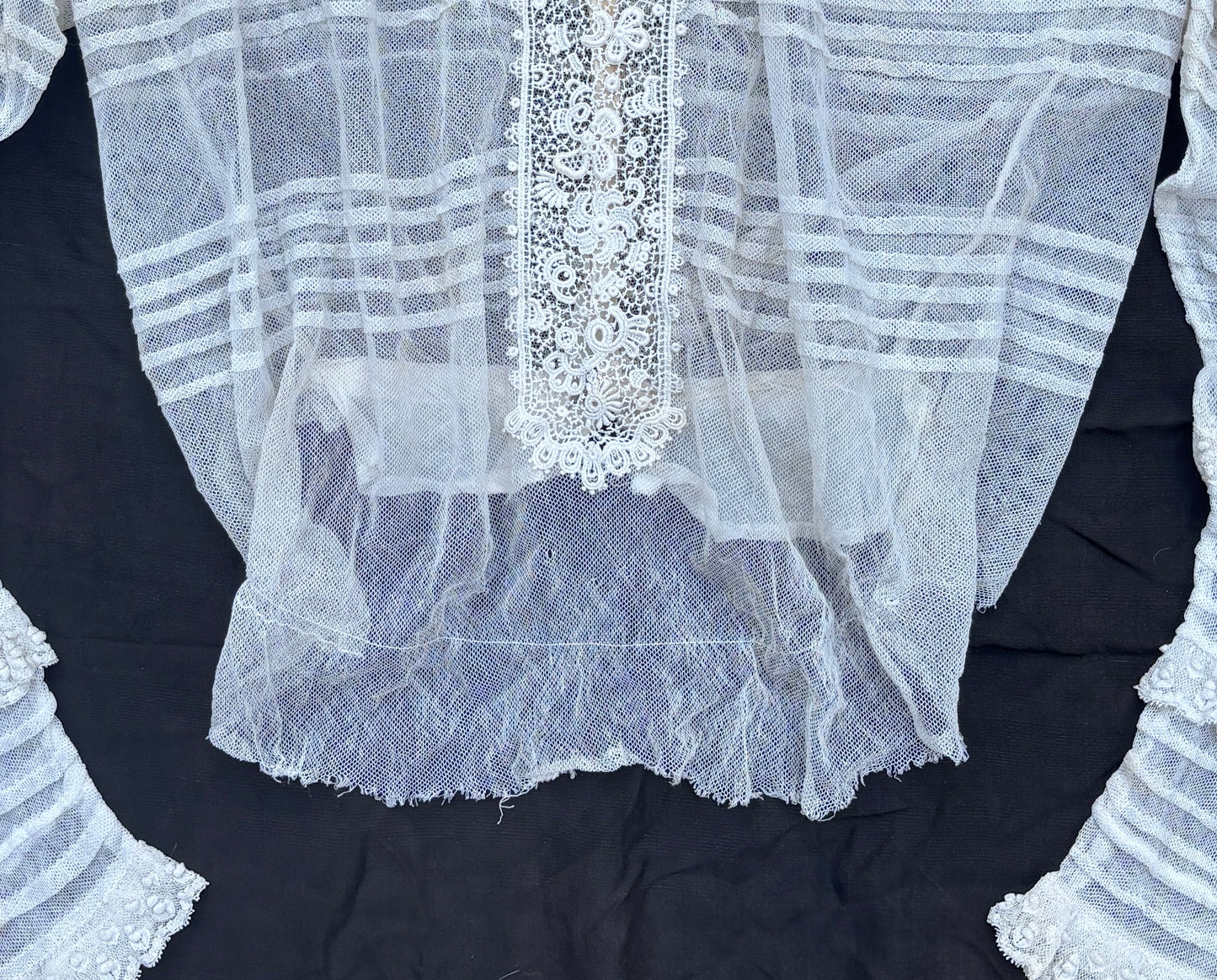 Victorian 1880s net blouse with Irish lace