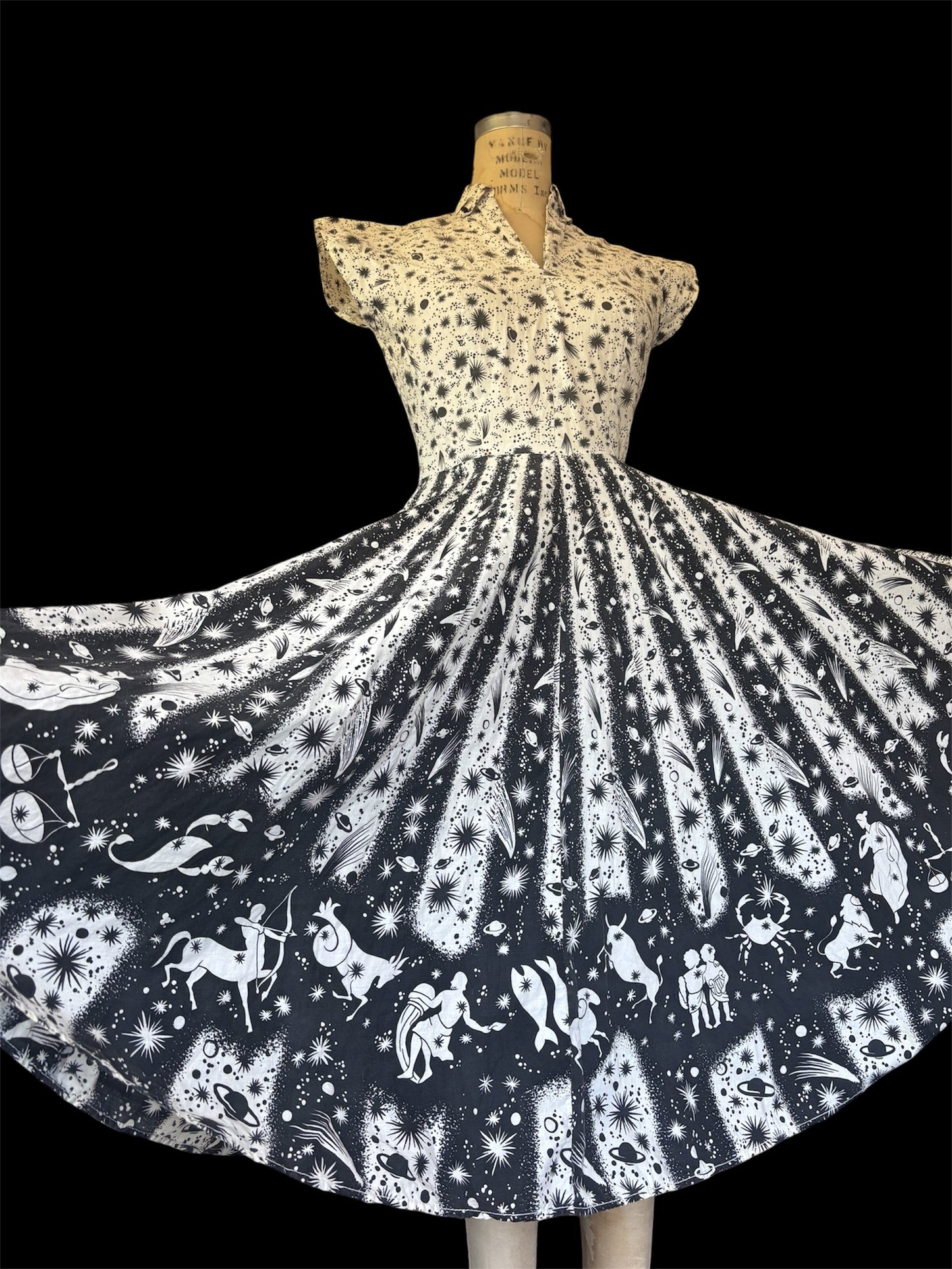 1950s astrological novelty print cotton sundress