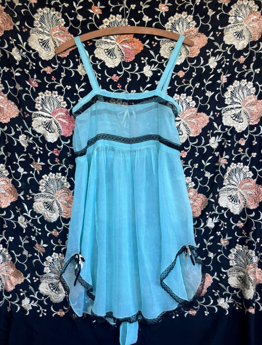 1920s pure silk robins egg blue step-in