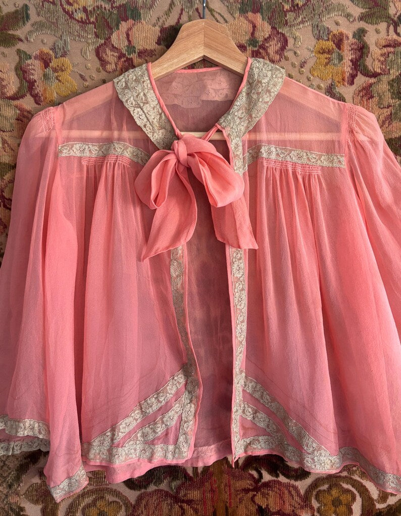 1920s/30s Pure Silk Pink Boudoir Jacket