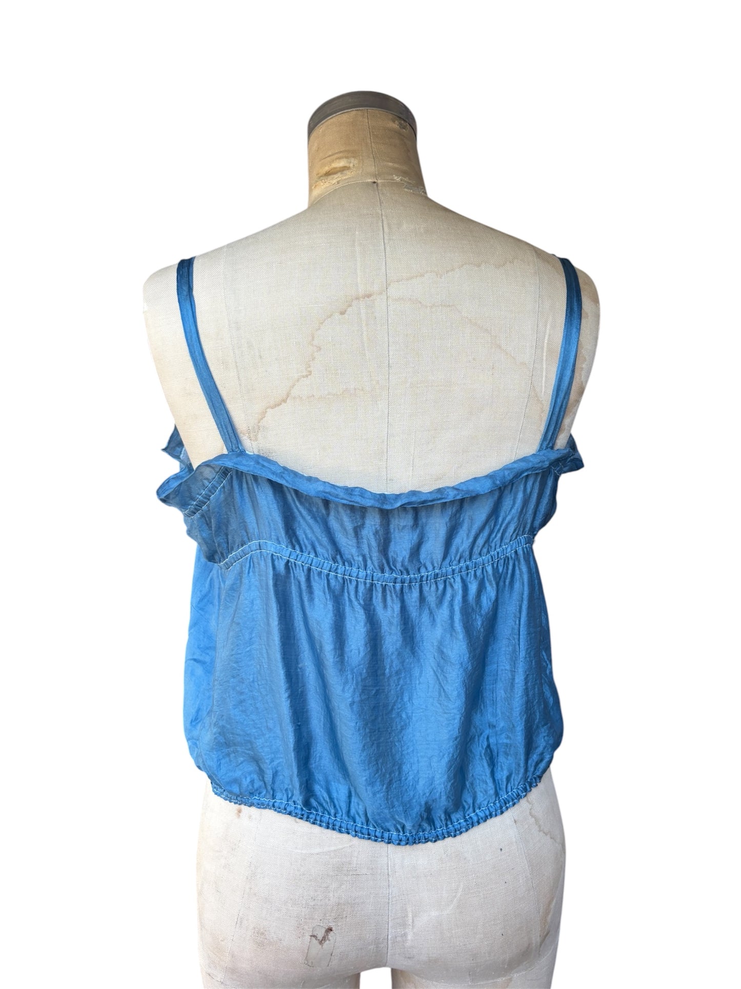 Antique pure silk cornflower blue corset cover
