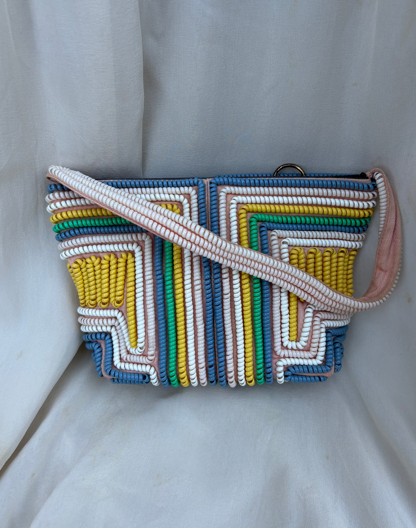 1940s rare pastel colorway telephone cord purse