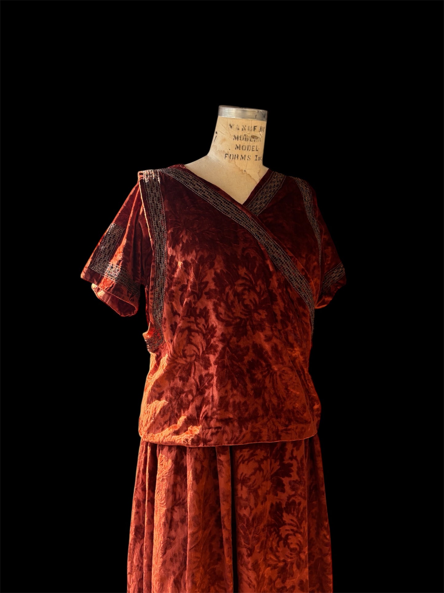 1910s/1920s devore velvet modular evening ensemble